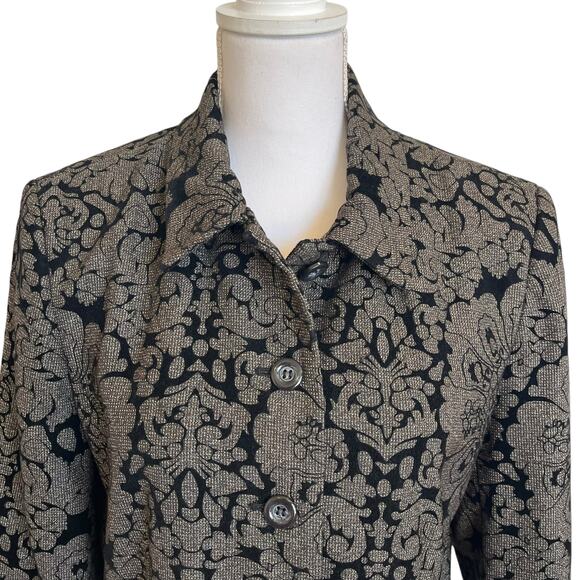 Evan Picone Jacket Blazer Women's Size 12 Brown Textured Floral Embossed Velvet - Picture 2 of 14